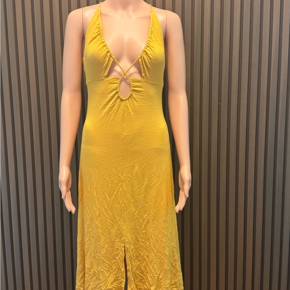 Anthropologie Yellow Halter Dress